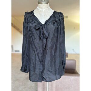 NEW CHLOE 42 US 10 blouse shirt top silk black ruffle peasant NWT $1165 Vintage